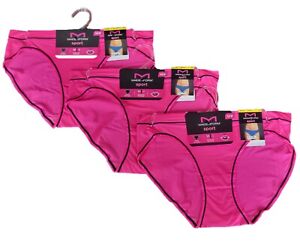 Maidenform Women's 3 Pack Sport Bikini Pink Moisture Wicking, No Pinching M/6
