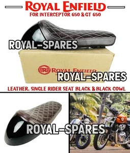 Royal Enfield LEATHER, SINGLE RIDER SEAT BLACK & BLACK COWL For INT 650 & GT 650 - Picture 1 of 15