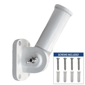 White/Silver/Black Adjustable Aluminum Brackets Wall Mount Flag Poles Bases - Picture 1 of 5