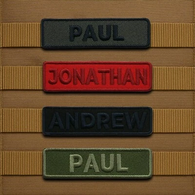 Custom Military Name Tag Patch Personalized Embroidered Iron-On Biker Applique - Image 1 of 4