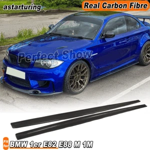 2x REAL Carbon Side Skirts Extension Spoiler for BMW 1 Series E82 E88 M 1M 11-16 - Bild 1 von 10