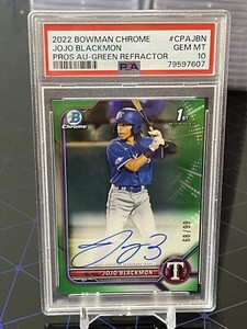 2022 Bowman Chrome Jojo Blackmon Green Refractor Prospect Auto #/99 PSA 10 Pop 1