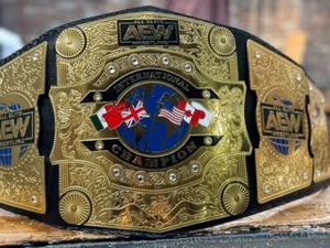 AEW ALL ALITE INTERNATIONAL WORLD CHAMPIONSHIP TITLE BELT REPLICA BRASS 2MM - Picture 1 of 9