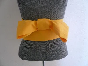 Japanese 110"L x 4"W Cotton Belt OBI Sash For Kimono Yukata Yellow/Made in USA  - Picture 1 of 4