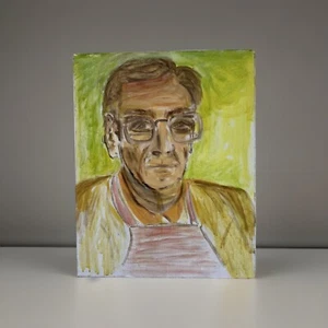 LISTED ARTIST DR BENJAMIN GROSS (NEW INSITE!) ABSTRACT PAINTING SELF PORTRAIT - Picture 1 of 6