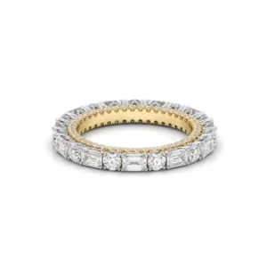 4 Ct Lab Created Emerald Cut Gold Diamond Eternity Band 18K Multi Tone 2.7 mm - Picture 1 of 10