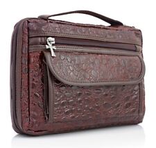 Embassy Genuine Leather Alligator-Embossed Zip Bible Cover Carry Case w/ Pockets