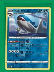 Pokémon TCG SWSH Vivid Voltage Wailord #32/185 Rare Reverse Holo - Picture 1 of 2