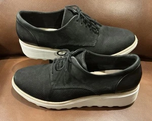 Womans Clarks Collection Ultimate Comfort Black Suede/Leather Lace Heel Shoe 10 - Picture 1 of 4