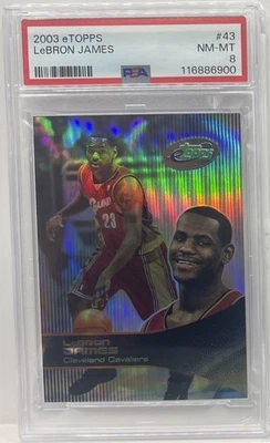2003-04 eTopps #43 LeBron James Cleveland Cavaliers RC Rookie PSA 8 NM-MT HOF - Image 1 of 2