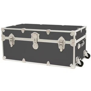 Large Leather Embossed Vinyl Trunk With Removable Wheels, Summer Camp Footloc... - Picture 1 of 9