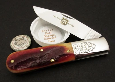 Great Eastern Cutlery #86 2-Acorn Barlow Rust Orange Natural Bone GEC 861121 - Image 1 of 4