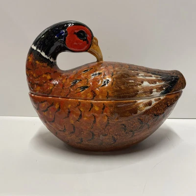 De colección RARO Meiselman Faisán Sopa Tureen ITALIA Mancer Cucharón No Incluido Leer Foto 1 de 4