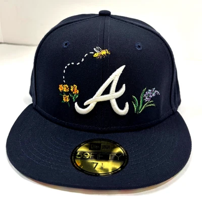 Atlanta Braves NE MLB "Watercolor Floral" Fitted Hat~Navy - Image 1 of 4