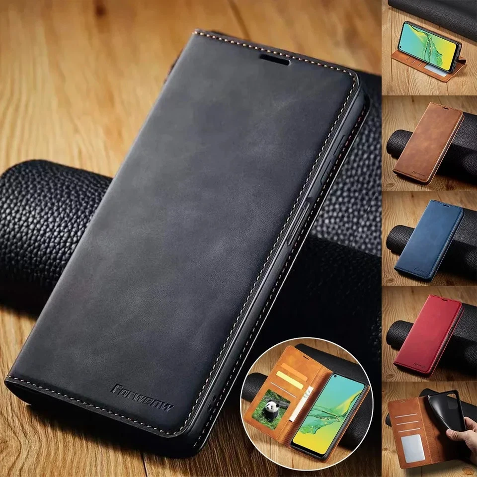 Wallet Leather Flip Case Compatible with Samsung S25 S24 S23 S22 S21 S20 A56 A55 - Image 1 of 4