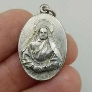 Vintage Saint Frances Xavier Cabrini Sterling Silver Medal Pendant Charm Oval - Picture 1 of 9