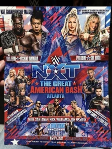 WWE NXT GREAT AMERICAN BASH SIGNED MATCH CARD BLAKE MONROE AUTOGRAMM HENDRY /50 - Bild 1 von 5