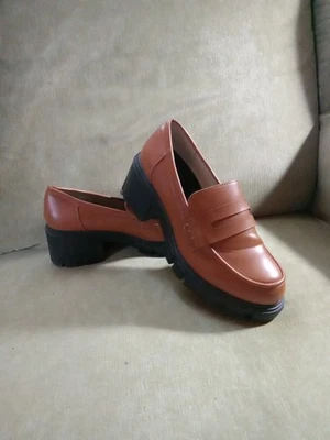 Mocasines plataforma suela gruesa cuero mujer talla 8 cómodo marrón/bronceado Academia  Foto 1 de 4