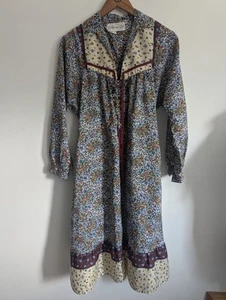 California Girl Dress Patterned Vintage Fits UK 10-12 Pockets Prairie Cottage - Picture 1 of 11