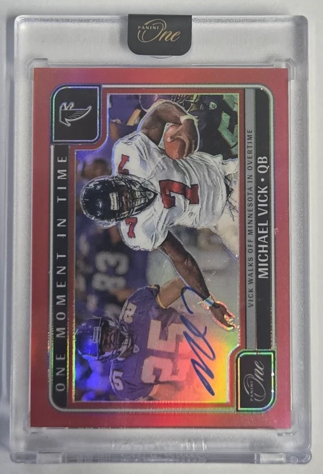 2024 PANINI ONE #393 MICHAEL VICK ONE MOMENT IN TIME AUTOGRAPHS RED 39/60 - Image 1 of 3