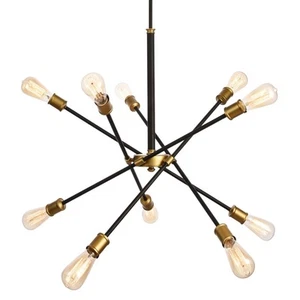 Axel Collection Chandelier D27.2 H32.5 Lt:10 Black and Brass Finish - Picture 1 of 6