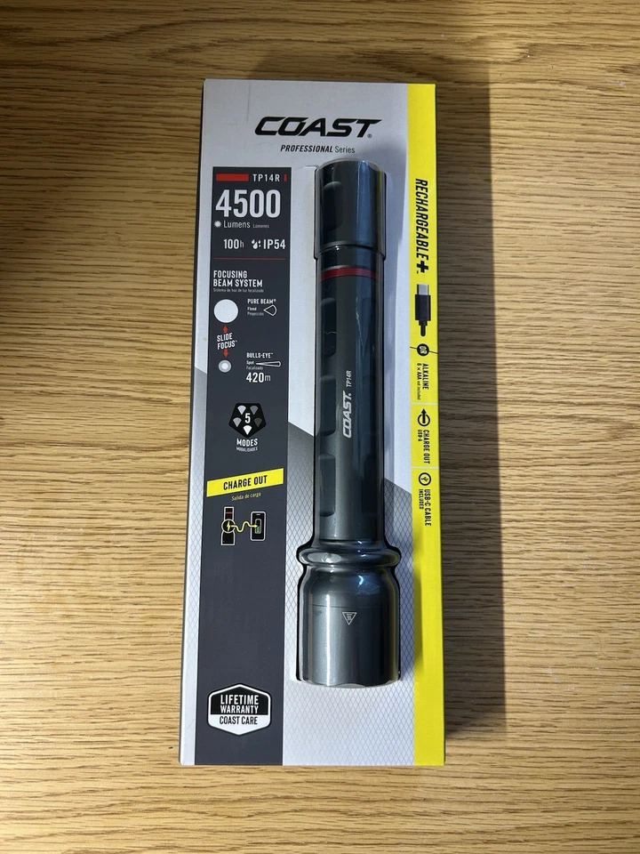 Coast TP14R Rechargeable 4500 Lumens Professional Flash Light