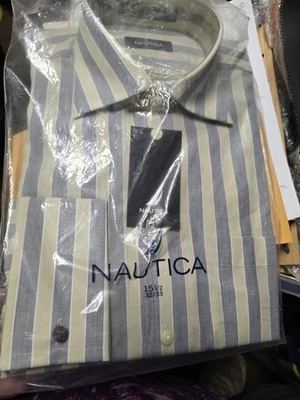 Mens Nautica Long Sleeve Striped  Dress Shirt  15 1/2  32/33. NWT.  T100 - Image 1 of 2