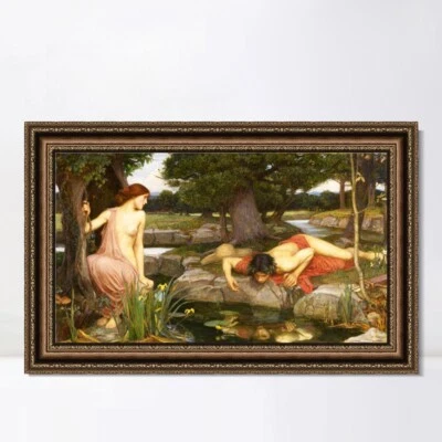 Arte em tela emoldurada impressão giclée eco e narciso por John William Waterhouse - Imagem 1 de 4