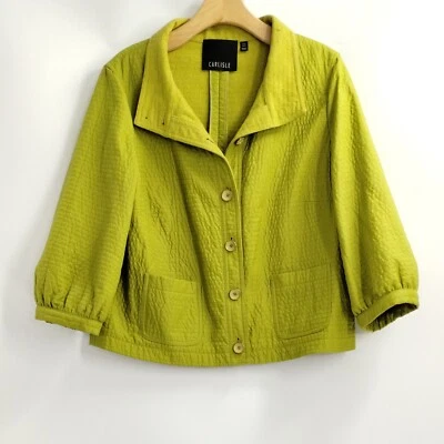 Chaqueta Carlisle Mujer Talla 12 Verde Manga 3/4 Acolchada Ligera Botón Foto 1 de 4