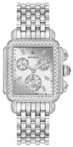 MICHELE Deco Diamant Hochglanz Chronograph Stahlblau Damenuhr MWW06A000804 - Bild 1 von 4