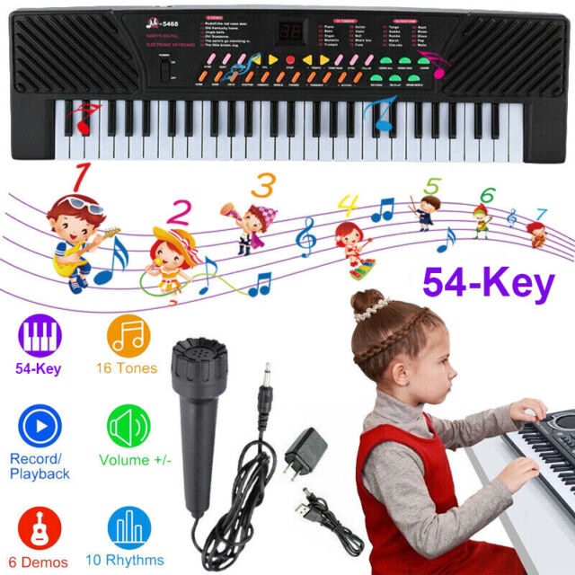 Piano infantil 61 teclas com microfone Multifuncional Órgão