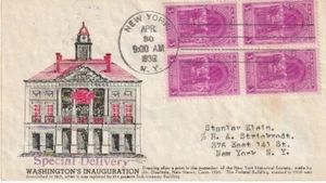 U. S. FDC  Scott #854    Washington Inauguration Issue     Cachets on Both Sides - Picture 1 of 2