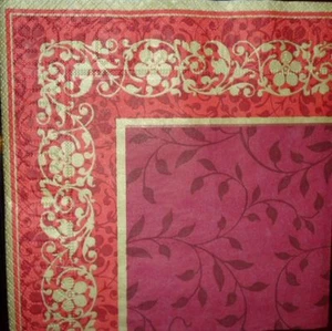 4 einzelne Papierservietten Decoupage Basteln Party Goldrahmen Blumen Muster 12 - Bild 1 von 1