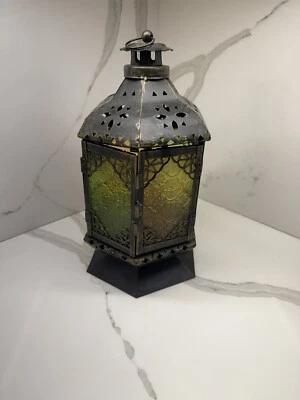 Candelabro Linterna - Vidrio Color Multicolor, Metal SIN FIRMAR. Foto 1 de 4