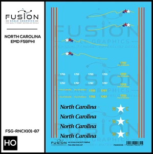 HO Scale North Carolina EMD F59PHI Locomotive Decal Set - Picture 1 of 1