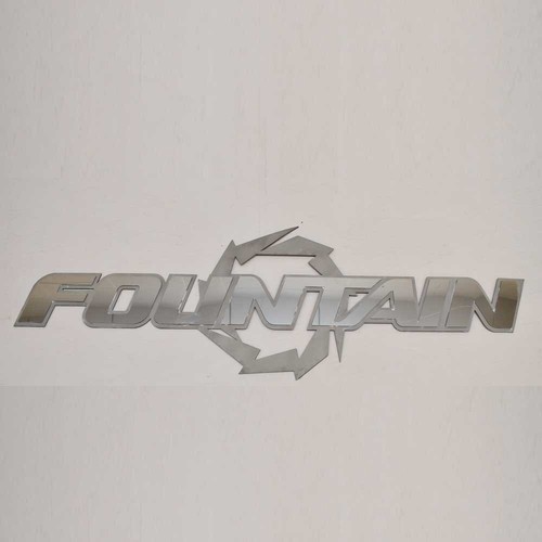 Fountain Boat Stainless Steel Metal Emblem Decal 36 Inch - Scratches