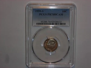 1999 S 10C Roosevelt Dime Proof PCGS PR70DCAM - Picture 1 of 3