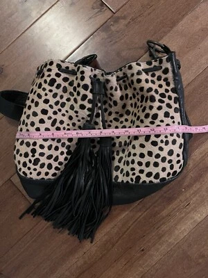 Bolso de Mano McFadin Stacy & Laurie Parte Cuero Negro Y Leopardo Raro Nuevo Sin Etiquetas Foto 1 de 4