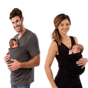 Men's /Woman Baby Sling Stretchy Wrap Carrier Pouch Infant Breastfeeding Vest - Picture 1 of 18