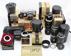 vintage camera Olympus Pen F / Pen FT & 4x Zuiko lens 40, 90, 150, 200 mm & more