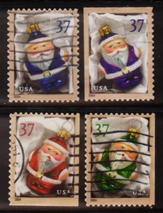 OFF paper #3883-86 Santa Ornaments-sheet 37c (used set of 4) 2004 _n370 - Picture 1 of 1