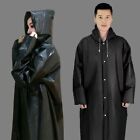 Unisex PVC Long Midi Rainwear Raincoat Hooded Waterproof Poncho Jacket Coat