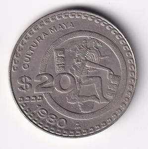 MEXICO 1980 20 pesos -KM#486 Cultura Maya-  1650A circulated ABU - Picture 1 of 2