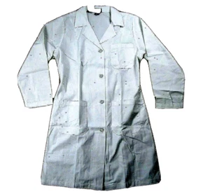 Natural Uniforms Womens White Lab Coat Size L Button Down Long Slvs Pockets New - Picture 1 of 4