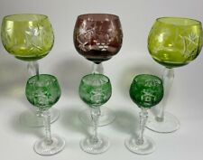 NACHTMANN TRAUBE CRYSTAL CASED CUT TO CLEAR HOCK WINE GLASS'S AND MINI GOBLETS