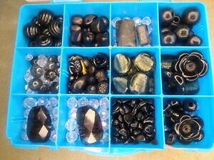 Huge Lot Black Beads - Gemstone, Glass, Wood Beads - Jewelry Making 