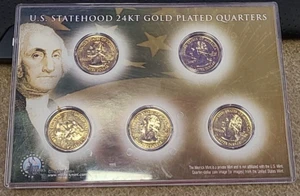2004 US Statehood Quarters 24k Gold Plated 5-Coin Set - Merrick Mint - Picture 1 of 7