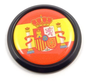 Spain Spanish Black Round Flag Car Decal Emblem bumper 3D Sticker 1.85" - Foto 1 di 2