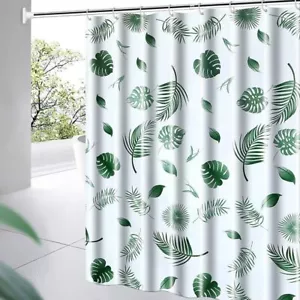 4G PEVA Green Leaf Shower Liner, Plastic Waterproof Shower Curtains, 72x72 inch - Picture 1 of 5