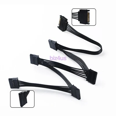 SATA Power 15 Pin 1 Male To 5 Female Splitter Hard Drive Adapter Cable HDD SSD - Image 1 of 4